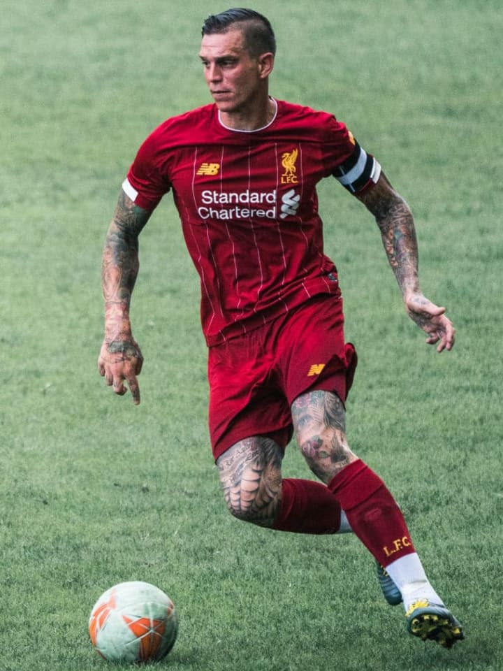 Daniel Agger in action for Liverpool in a legends game in 2018