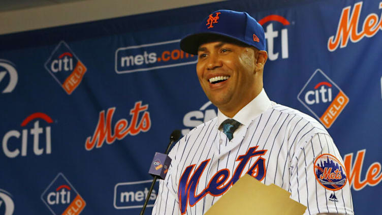 NEW YORK, NY - NOVEMBER 04: Carlos Beltran talks to the media after being introduced as manager of the New York Mets during a press conference at Citi Field on November 4, 2019 in New York City. (Photo by Rich Schultz/Getty Images)