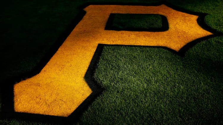 PITTSBURGH, PA - OCTOBER 06: The Pittsburgh Pirates logo is seen on the field before Game Three of the National League Division Series against the St. Louis Cardinals at PNC Park on October 6, 2013 in Pittsburgh, Pennsylvania. (Photo by Jared Wickerham/Getty Images)