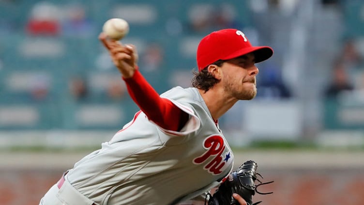 Nola dials up a four-seam fastball during his fourth straight solid outing in Atlanta and now has a 2.22 ERA. Photo by Kevin C. Cox/Getty Images.