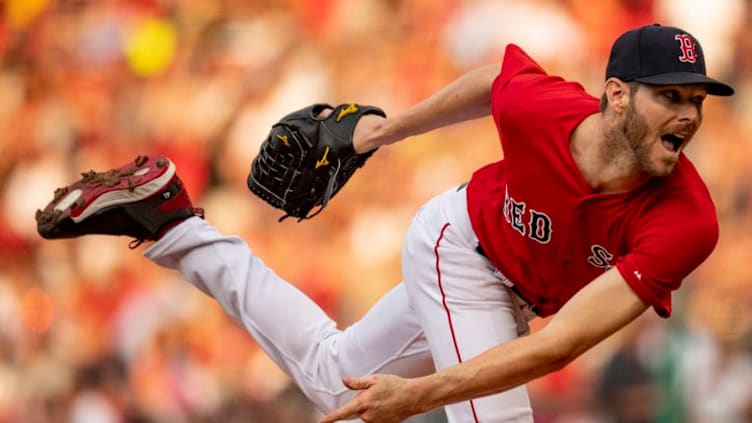 BOSTON, MA - JUNE 8: Chris Sale #41 of the Boston Red Sox delivers during the first inning of a game against the Chicago White Sox on June 8, 2018 at Fenway Park in Boston, Massachusetts. (Photo by Billie Weiss/Boston Red Sox/Getty Images)