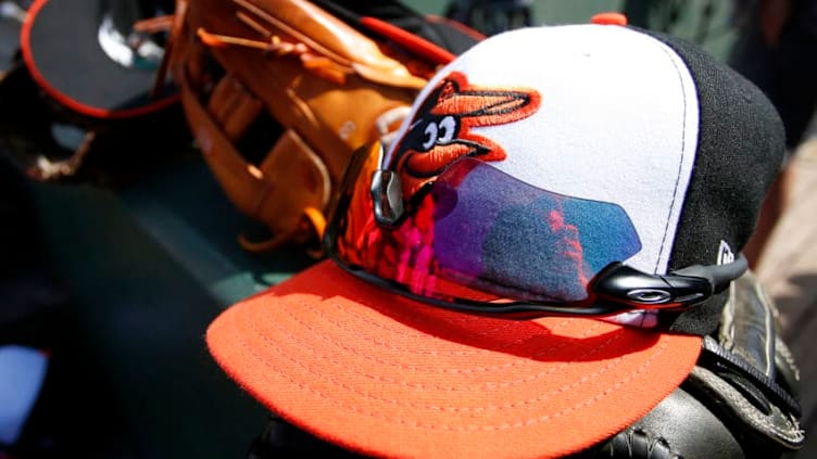 SARASOTA, FL- MARCH 08: A Baltimore Orioles hat is seen against the Toronto Blue Jays on March 8, 2017 at Ed Smith Stadium in Sarasota, Florida. (Photo by Justin K. Aller/Getty Images) *** Local Caption ***