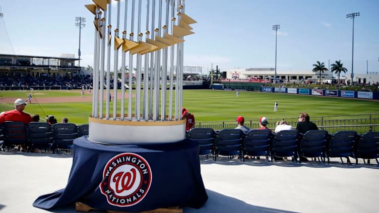 VARIOUS CITIES, - MARCH 12: A general view of FITTEAM Ballpark of The Palm Beaches during a Grapefruit League spring training game between the Washington Nationals and the New York Yankees on March 12, 2020 in West Palm Beach, Florida. The MLB suspended the remaining spring training games due to the ongoing threat of the Coronavirus (COVID-19) outbreak. (Photo by Michael Reaves/Getty Images)