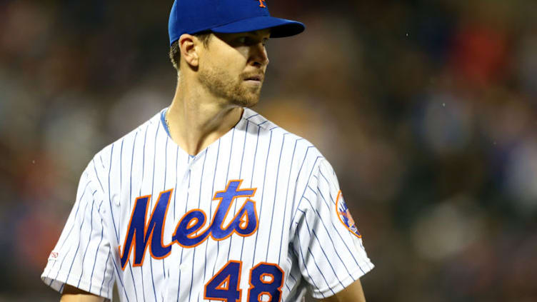 NEW YORK, NEW YORK - MAY 11: Jacob deGrom #48 of the New York Mets looks on against the Miami Marlins at Citi Field on May 11, 2019 in New York City. (Photo by Mike Stobe/Getty Images)