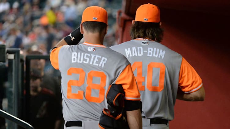 Buster Posey, Madison Bumgarner (Photo by Jennifer Stewart/Getty Images)