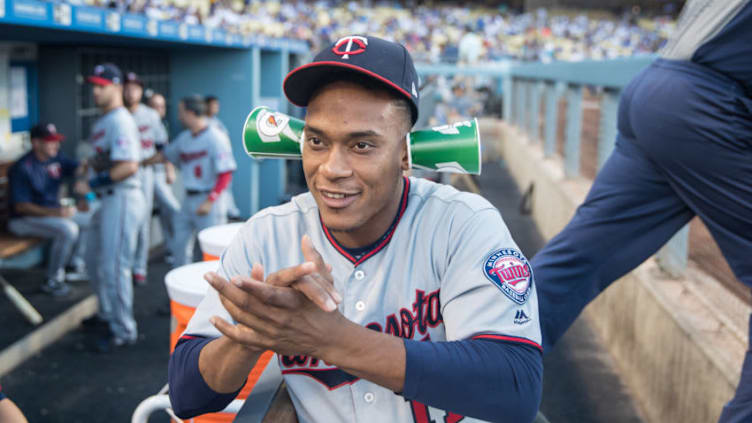 LOS ANGELES, CA - JULY 26: Jorge Polanco #11 of the Minnesota Twins looks on against the Los Angeles Dodgers on July 26, 2017 at Dodger Stadium in Los Angeles, California The Dodgers defeated the Twins 6-5. (Photo by Brace Hemmelgarn/Minnesota Twins/Getty Images)