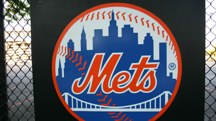 A New York Mets logo outside Shea Stadium, home of the New York Mets baseball team (Photo by Matthew Ashton - EMPICS/PA Images via Getty Images)