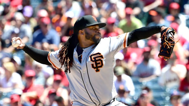 ANAHEIM, CA - APRIL 22: Johnny Cueto #47 of the San Francisco Giant pitches in the first inning of the game against the Los Angeles Angels of Anaheim at Angel Stadium on April 22, 2018 in Anaheim, California. (Photo by Jayne Kamin-Oncea/Getty Images)