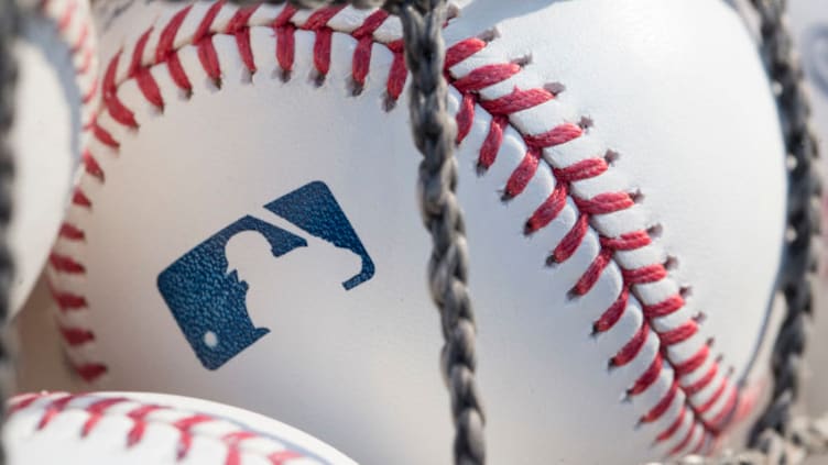 PHILADELPHIA, PA - JUNE 28: A baseball with MLB logo is seen at Citizens Bank Park before a game between the Washington Nationals and Philadelphia Phillies on June 28, 2018 in Philadelphia, Pennsylvania. (Photo by Mitchell Leff/Getty Images)