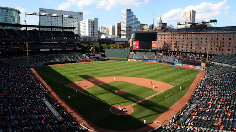 BALTIMORE, MARYLAND - JUNE 26: A general view during the eighth inning of the Baltimore Orioles and San Diego Padres game at Oriole Park at Camden Yards on June 26, 2019 in Baltimore, Maryland. (Photo by Rob Carr/Getty Images)