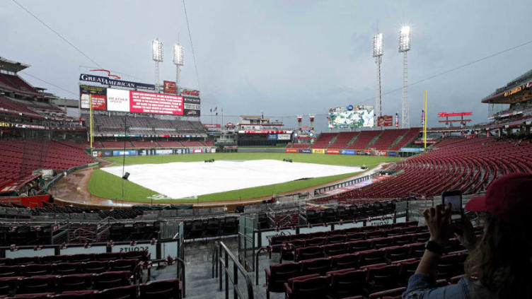 CINCINNATI, OH - JULY 20: General view as fans wait out a rain delay prior to a game between the Cincinnati Reds and Pittsburgh Pirates at Great American Ball Park on July 20, 2018 in Cincinnati, Ohio. (Photo by Joe Robbins/Getty Images)