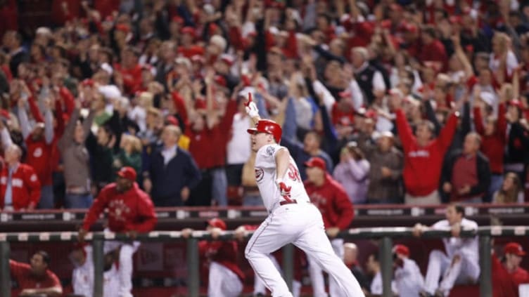 CINCINNATI, OH - SEPTEMBER 28: Jay Bruce #32 of the Cincinnati Reds (Photo by Joe Robbins/Getty Images)