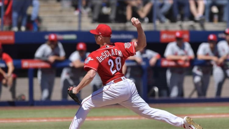 MONTERREY, MEXICO - APRIL 14: Anthony DeSclafani #28 of the Cincinnati Reds pitches in the second inning of the second game of the Mexico Series between the Cincinnati Reds and the St. Louis Cardinals at Estadio de Beisbol Monterrey on April 14, 2019 in Monterrey, Nuevo Leon. (Photo by Azael Rodriguez/Getty Images)