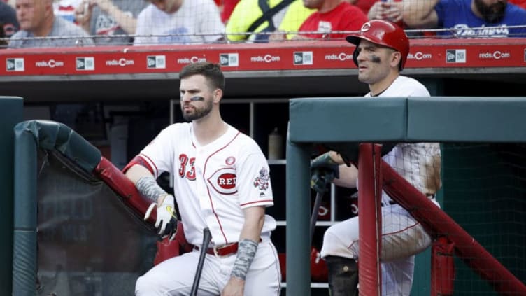 CINCINNATI, OH - MAY 18: Jesse Winker #33 and Joey Votto #19 of the Cincinnati Reds (Photo by Joe Robbins/Getty Images)