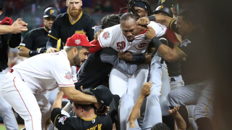 CINCINNATI, OHIO - JULY 30: Amir Garrett #50 Cincinnati Reds (Photo by Andy Lyons/Getty Images)