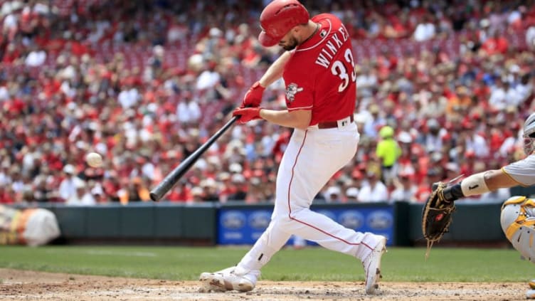 CINCINNATI, OHIO - JULY 31: Jesse Winker #33 of the Cincinnati Reds (Photo by Andy Lyons/Getty Images)