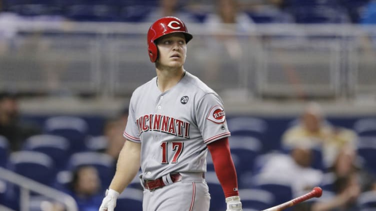 MIAMI, FLORIDA - AUGUST 28: Josh VanMeter #17 of the Cincinnati Reds (Photo by Michael Reaves/Getty Images)