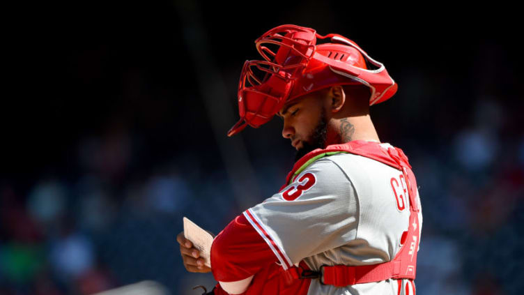 WASHINGTON, DC - SEPTEMBER 24: Deivy Grullon #73 of the Philadelphia Phillies looks on. (Photo by Will Newton/Getty Images)