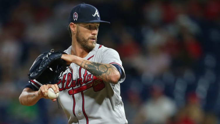 PHILADELPHIA, PA - SEPTEMBER 11: Shane Greene #19 of the Atlanta Braves in action against the Philadelphia Phillies during a game at Citizens Bank Park on September 11, 2019 in Philadelphia, Pennsylvania. (Photo by Rich Schultz/Getty Images)