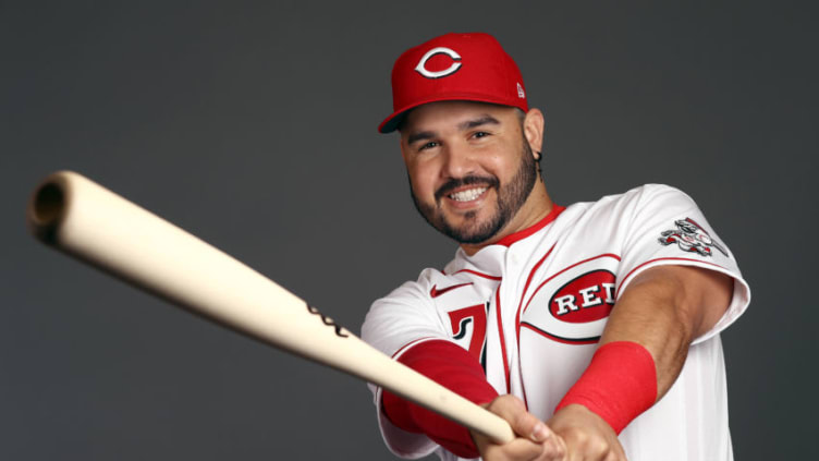 GOODYEAR, ARIZONA - FEBRUARY 19: Eugenio Suarez #7 poses during Cincinnati Reds (Photo by Jamie Squire/Getty Images)