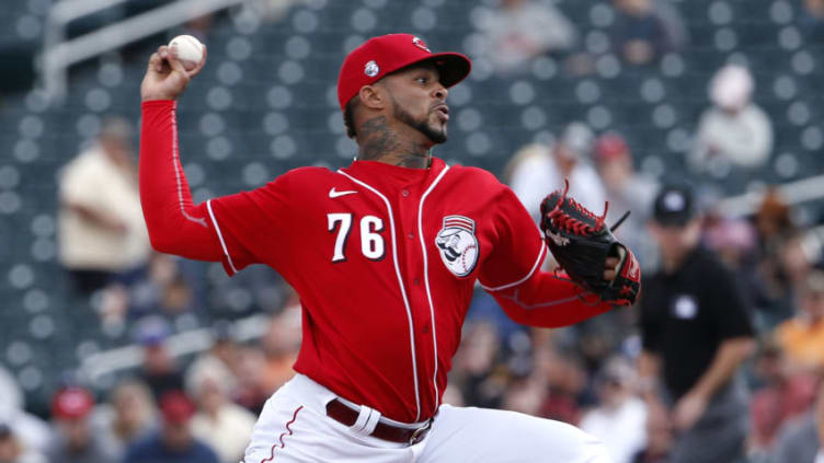 GOODYEAR, ARIZONA - FEBRUARY 23: Starting pitcher Vladimir Gutierrez #76 of the Cincinnati Reds (Photo by Ralph Freso/Getty Images)