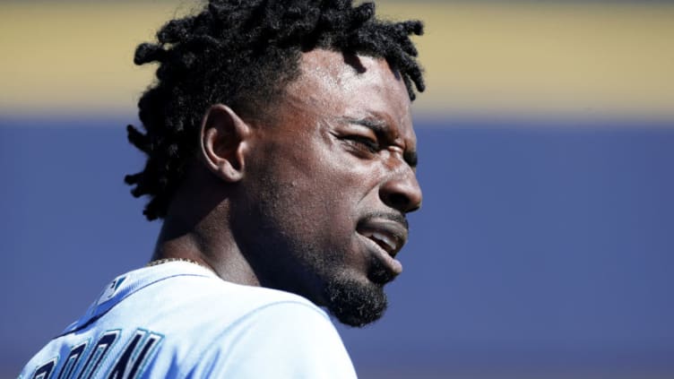 PEORIA, ARIZONA - MARCH 05: Dee Gordon #9 of the Seattle Mariners prior to a Cactus League spring training baseball. (Photo by Ralph Freso/Getty Images)