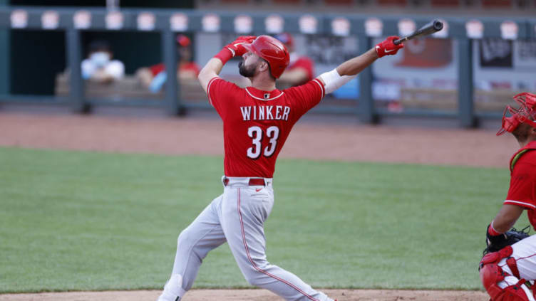 CINCINNATI, OH - JULY 14: Jesse Winker #33 of the Cincinnati Reds (Photo by Joe Robbins/Getty Images)