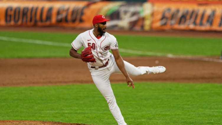 CINCINNATI, OH - AUGUST 4: Amir Garrett #50 of the Cincinnati Reds pitches (Photo by Jamie Sabau/Getty Images)