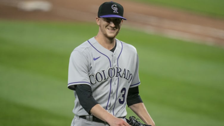 SEATTLE, WA - AUGUST 08: Reliever Jeff Hoffman #34 of the Colorado Rockies walks off the field. (Photo by Stephen Brashear/Getty Images)