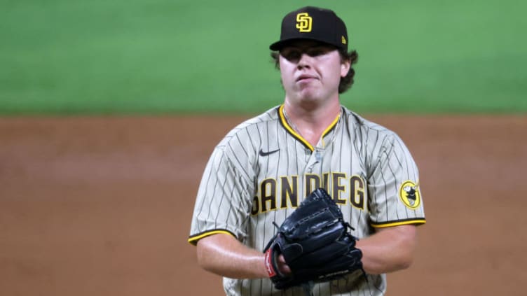 ARLINGTON, TEXAS - OCTOBER 06: Ryan Weathers #40 of the San Diego Padres prepares to throw. (Photo by Tom Pennington/Getty Images)