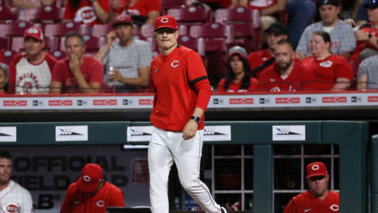 CINCINNATI, OHIO - JUNE 08: Manager David Bell of the Cincinnati Reds walks across the field. (Photo by Dylan Buell/Getty Images)