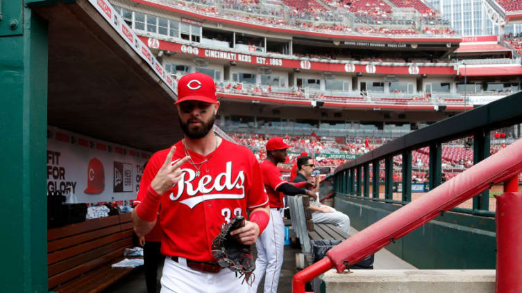 CINCINNATI, OH - JUNE 13: Jesse Winker #33 of the Cincinnati Reds walks out of the dugout. (Photo by Kirk Irwin/Getty Images)