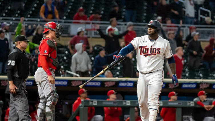 MINNEAPOLIS, MN - JUNE 21: Miguel Sano #22 of the Minnesota Twins celebrates after hitting a walk-off home run against the Cincinnati Reds. (Photo by Brace Hemmelgarn/Minnesota Twins/Getty Images)