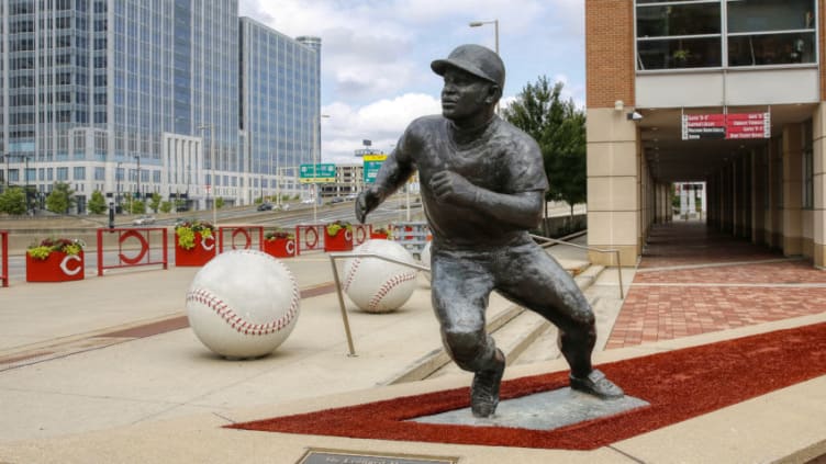 CINCINNATI, OH - AUGUST 31: General view of the exterior of the ball park and Joe Morgan statue prior to a game between the Cincinnati Reds and the St Louis Cardinals. (Photo by Joe Robbins/Getty Images)