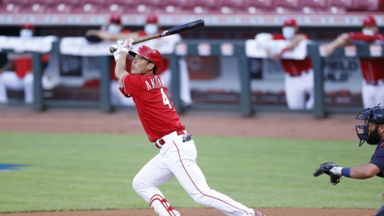 CINCINNATI, OH - JULY 21: Shogo Akiyama #4 of the Cincinnati Reds (Photo by Joe Robbins/Getty Images)