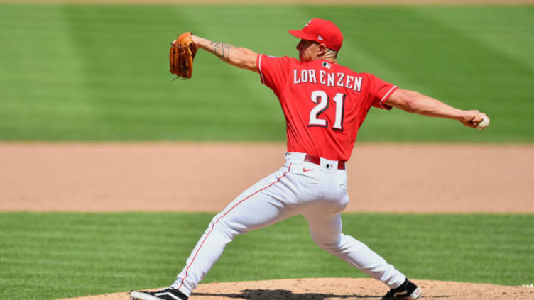 CINCINNATI, OH - JULY 26: Michael Lorenzen #21 of the Cincinnati Reds pitches. (Photo by Jamie Sabau/Getty Images)