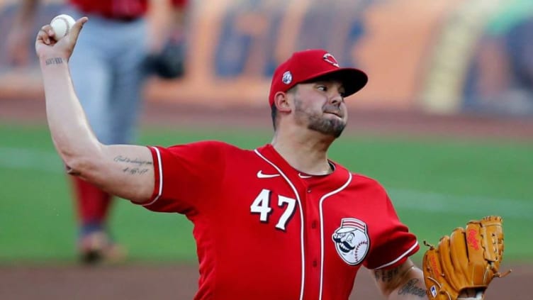 Cincinnati Reds pitcher Sal Romano throws a pitch during a Cincinnati Reds instrasquad scrimmage.