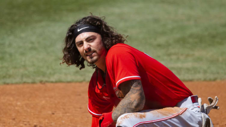 Mar 21, 2021; Mesa, Arizona, USA; Cincinnati Reds infielder Jonathan India. Mandatory Credit: Mark J. Rebilas-USA TODAY Sports