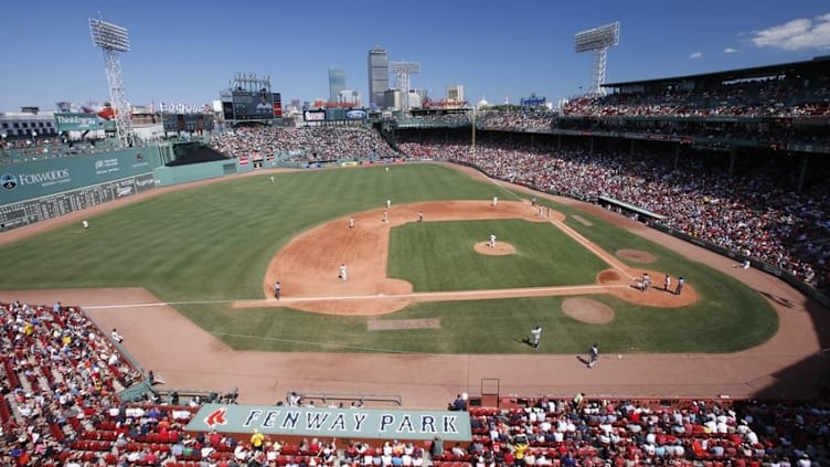 Jul 27, 2016; Boston, MA, USA; A general view of Fenway Park during the fifth inning of the game between the Detroit Tigers and the Boston Red Sox at Fenway Park. Mandatory Credit: Greg M. Cooper-USA TODAY Sports