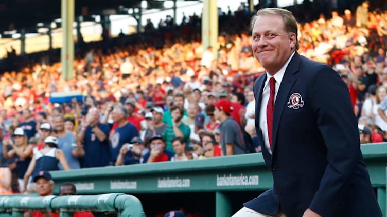 BOSTON, MA - AUGUST 03: Former Boston Red Sox pitcher Curt Schilling