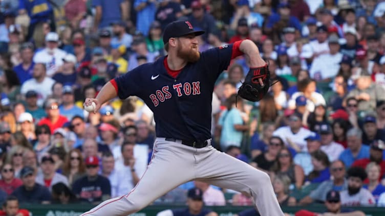 CHICAGO, ILLINOIS - JULY 02: Josh Winckowski #73 of the Boston Red Sox throws a pitch during the third inning of a game against the Chicago Cubs at Wrigley Field on July 02, 2022 in Chicago, Illinois. (Photo by Nuccio DiNuzzo/Getty Images)