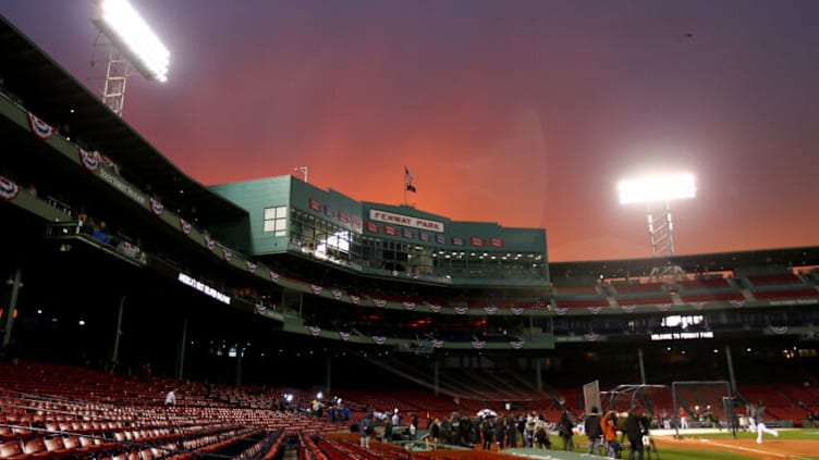 BOSTON, MA - OCTOBER 22: The sunsets during team workout for the Boston Red Sox in the 2013 World Series Media Day at Fenway Park on October 22, 2013 in Boston, Massachusetts. The Red Sox host the Cardinals in Game 1 on October 23, 2013. (Photo by Rob Carr/Getty Images)