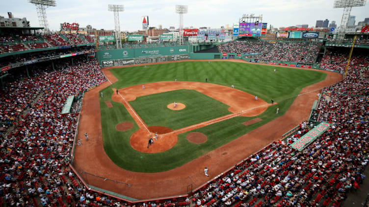 BOSTON, MA - SEPTEMBER 14: A general view of the game between the Oakland Athletics and the Boston Red Sox during the eighth inning at Fenway Park on September 14, 2017 in Boston, Massachusetts. (Photo by Maddie Meyer/Getty Images)