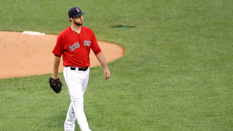 BOSTON, MA - MAY 18: Drew Pomeranz #31 of the Boston Red Sox walks to the dugout after pitching against the Baltimore Orioles during the first inning at Fenway Park on May 18, 2018 in Boston, Massachusetts. (Photo by Maddie Meyer/Getty Images)