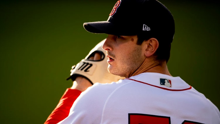 BOSTON, MA - APRIL 18: Garrett Whitlock #72 of the Boston Red Sox warms up in the bullpen during a game against the Chicago White Sox on April 18, 2021 at Fenway Park in Boston, Massachusetts. (Photo by Billie Weiss/Boston Red Sox/Getty Images)