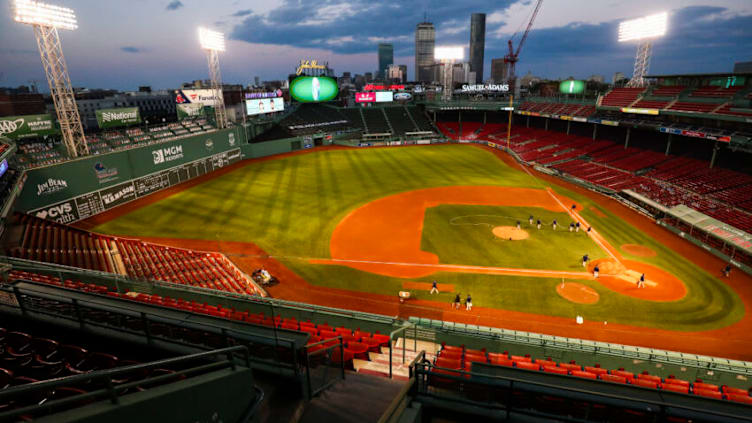 BOSTON, MA - SEPTEMBER 22: A general view of the stadium as the sun sets before a game between the Boston Red Sox and the Baltimore Orioles at Fenway Park on September 22, 2020 in Boston, Massachusetts. (Photo by Adam Glanzman/Getty Images)