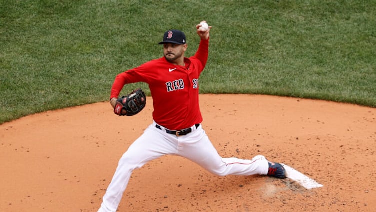 BOSTON, MA - JULY 25: Martin Perez #54 of the Boston Red Sox pitches against the New York Yankees during the first inning at Fenway Park on July 25, 2021 in Boston, Massachusetts. (Photo By Winslow Townson/Getty Images)