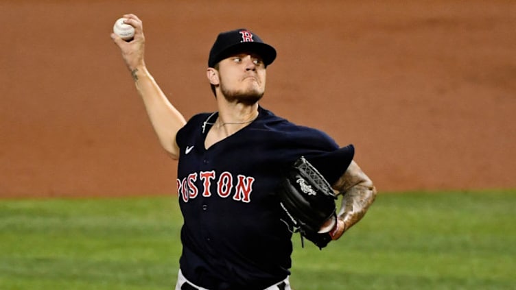 Sep 15, 2020; Miami, Florida, USA; Boston Red Sox starting pitcher Tanner Houck (89) delivers a pitch in the 1st inning against the Miami Marlins at Marlins Park. Mandatory Credit: Jasen Vinlove-USA TODAY Sports