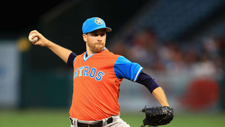 ANAHEIM, CA - AUGUST 25: Collin McHugh #31 of the Houston Astros pitches during the first inning of a game against the Los Angeles Angels of Anaheim at Angel Stadium of Anaheim on August 25, 2017 in Anaheim, California. (Photo by Sean M. Haffey/Getty Images)