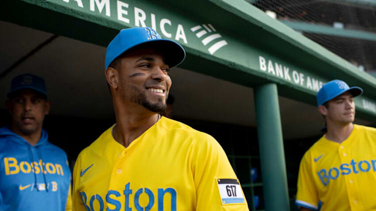 BOSTON, MA - JUNE 21: Xander Bogaerts #2 of the Boston Red Sox reacts in the dugout before a game against the Detroit Tigers on June 21, 2022 at Fenway Park in Boston, Massachusetts. (Photo by Maddie Malhotra/Boston Red Sox/Getty Images)